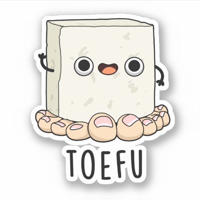 Adesivo Toe-fu Engraçado Tofu Pun (Frente)