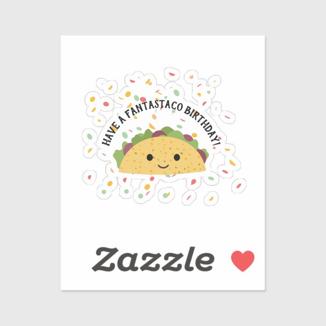 Adesivo Tome Fantastaco Birthday Cute Kawaii taco (Folha)