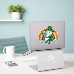Adesivo Toon leprechaun bonito com shamrock e arco-íris