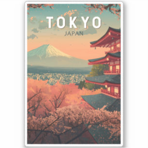 Adesivo Tóquio Japão Viagem Arte Vintage