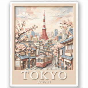 Adesivo Torre de Tóquio Paisagem Urbana Japão Sakura Viage
