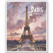 Torre Eiffel de Paris ao Crepúsculo Aquarela com T