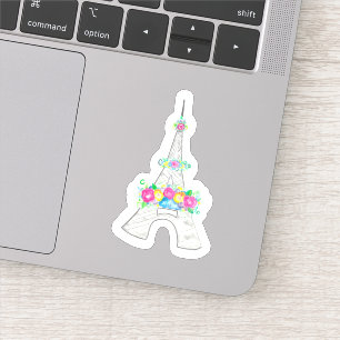 Adesivo Torre Eiffel, França, Francês, Flores, Monumento