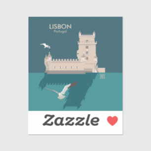 Adesivo Torre Lisboa de Belem no estilo do poster vintage