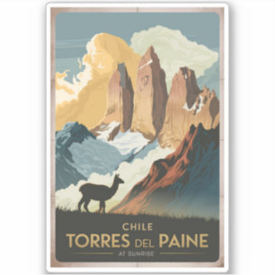 Adesivo Torres del Paine Chile Ilustração Arte de Viagem