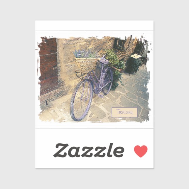Adesivo Toscana. Itália. Cortona. Bicicleta. (Folha)