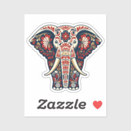 Adesivo Tótem de Elefante Sagrado - Filigrana Floral Verme