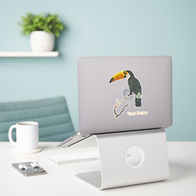 Adesivo Toucan Retrait Animal Tropical Bird Design (Laptop na mesa)