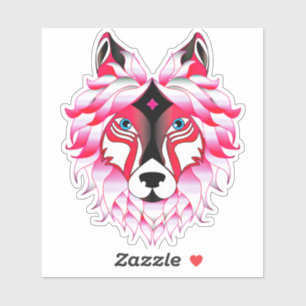 Adesivo Trabalho de arte Pink Wolf Head