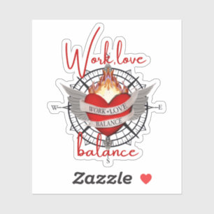 Adesivo Trabalho, equilíbrio de vida na escrita vermelha