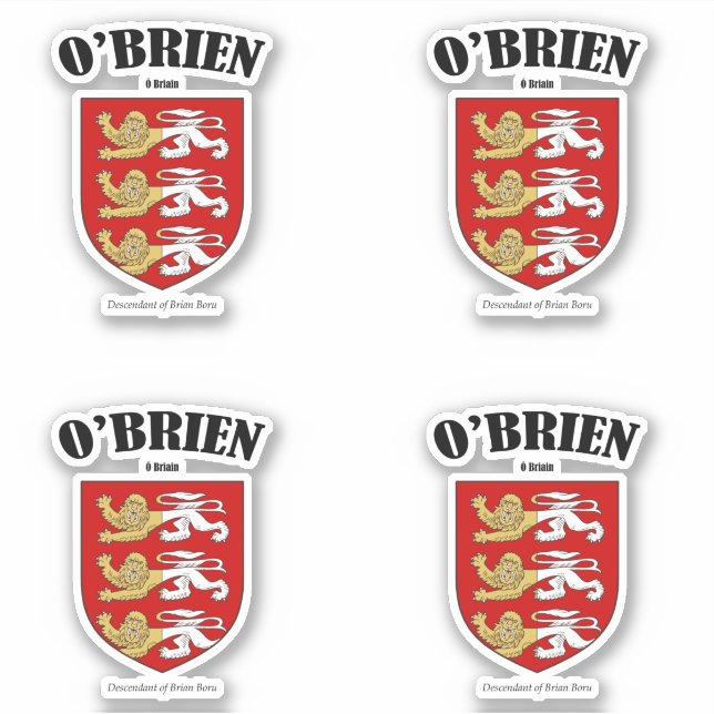 Adesivo Tradução e significado irlandês O'Brien Crest (x4) (Frente)