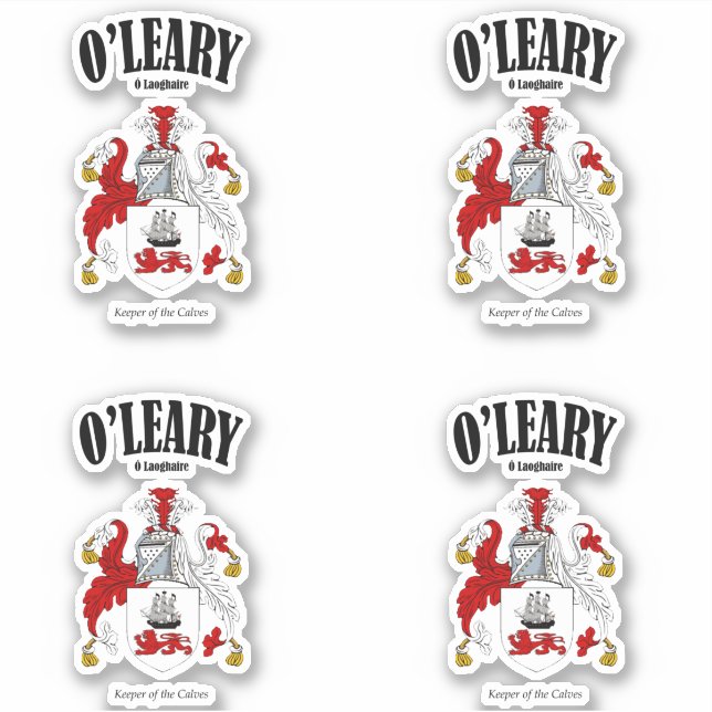 Adesivo Tradução e significado irlandês O'Leary Crest (x4) (Frente)
