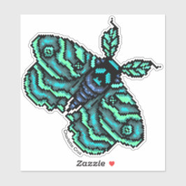 Adesivo Traje azul de pixel com design do crânio