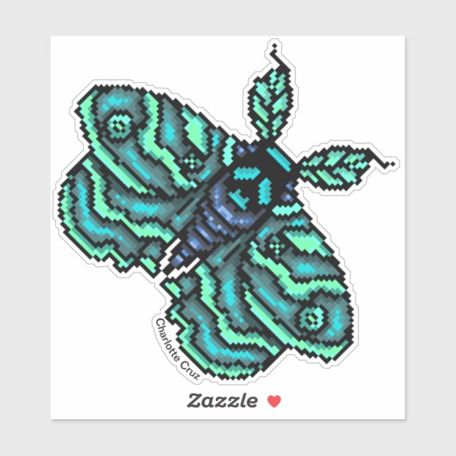 Adesivo Traje azul de pixel com design do crânio (Folha)