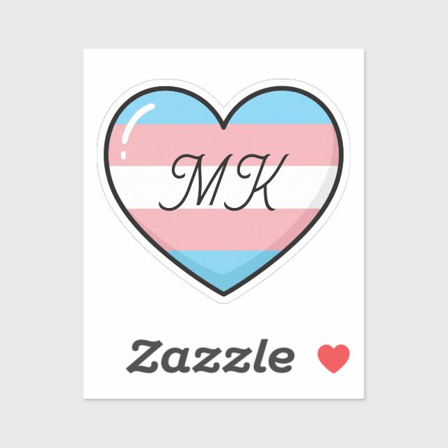 Adesivo Transgender Flag Heart Monogrammed  | LGBTQIA+  (Folha)