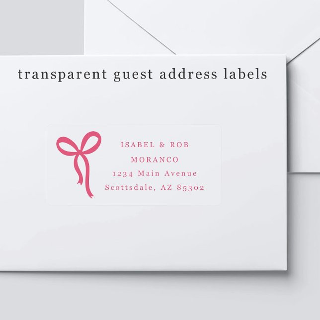 Adesivo Transparent Bow Wedding Guest Address Labels (Criador carregado)