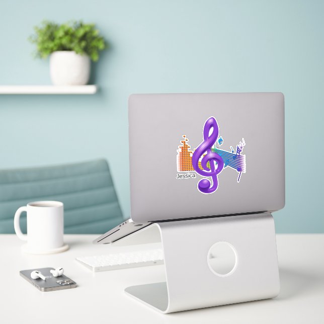 Adesivo Treble Clef Music Símbolo Cores vívidas (Laptop na mesa)