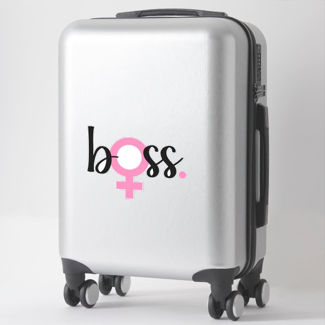 Adesivo Trendy Boss Lady Modern Typografia Preta Rosa (Mala)