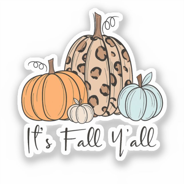 Adesivo Trendy Fall Pumpkin | "É Queda Y'all" Cotação (Frente)