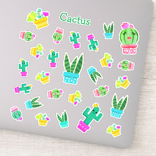 Adesivo Trendy Kawaii Potou Suculentos e Cactus