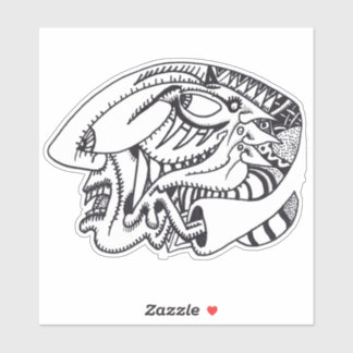 Adesivo Três aspectos, vinil-Sticker de desenho a tinta