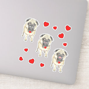 Adesivo Três cachorros pug