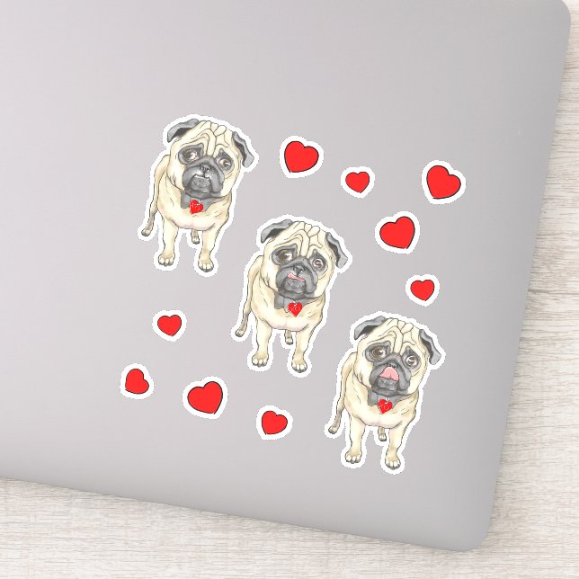 Adesivo Três cachorros pug (Detalhe)