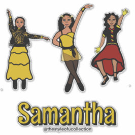 Adesivo Três - Dançarino Preto Amarelo Vermelho Estilado #