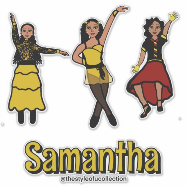 Adesivo Três - Dançarino Preto Amarelo Vermelho Estilado # (Frente)