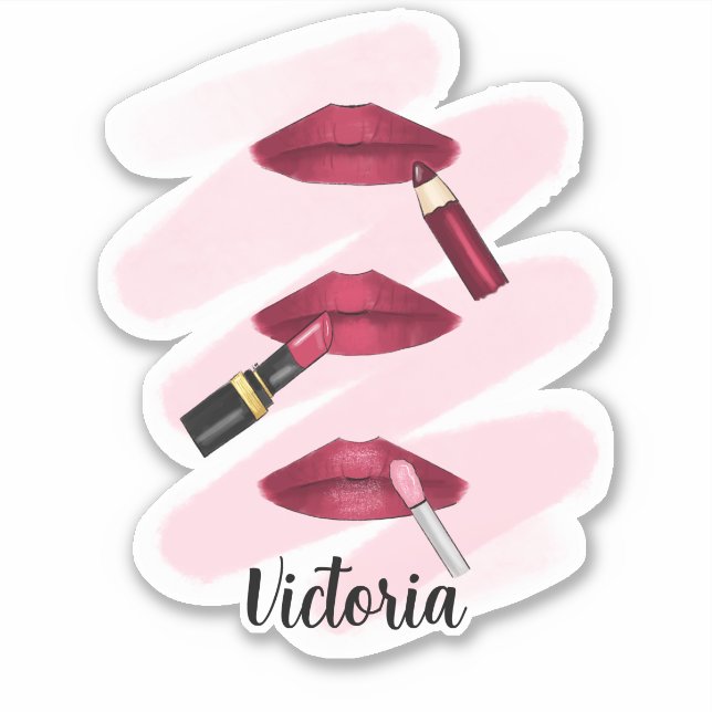 Adesivo Três Lábios em magenta - Arte do produto Trio Lip (Frente)