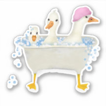 Três patos em uma banheira borbulhante