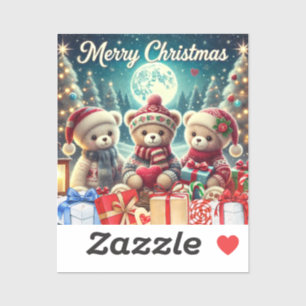 Adesivo Três Ursos de Teddy Bonitos Feliz Natal