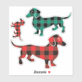 Adesivo Três Xadrezes de Buffalo Dachshund Stickers