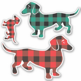 Adesivo Três Xadrezes de Buffalo Dachshund Stickers