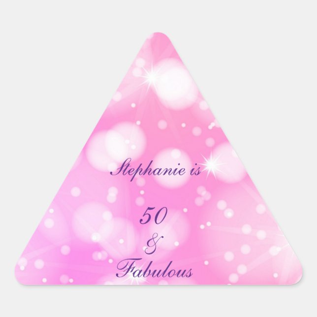 Adesivo Triangular 50 E Fabulosa Cerveja Rosa Rosa Púrpura (Frente)