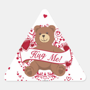 Adesivo Triangular Abrace-me! Urso de ursinho do dia dos namorados