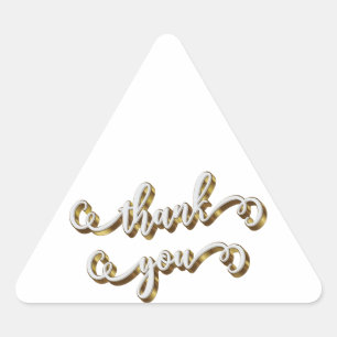 Adesivo Triangular Agradecimento de Tipografia Moderna Dourada 