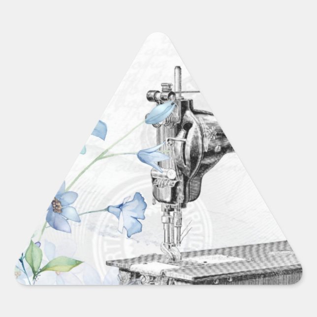 Adesivo Triangular agulha-costura-máquina-costura-de-safra (Frente)