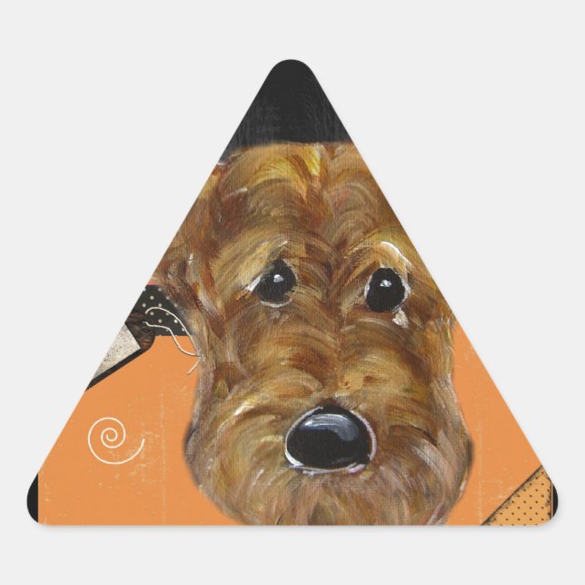 ADESIVO TRIANGULAR AIREDALE DE HALLOWEEN (Frente)