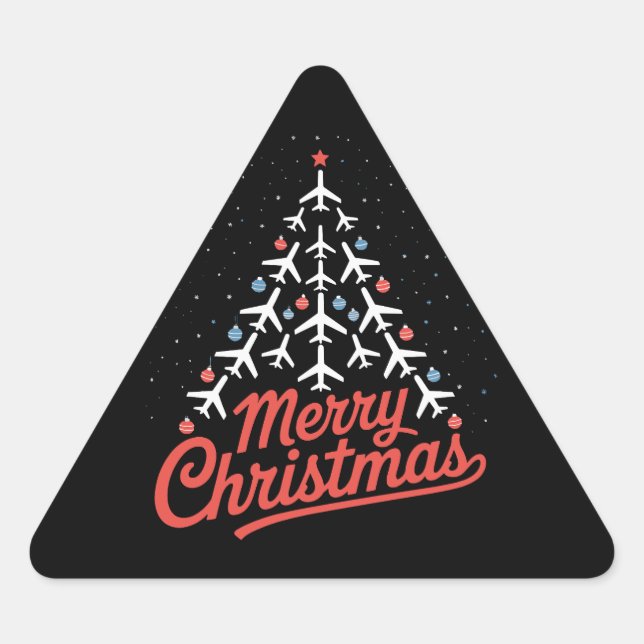 Adesivo Triangular Airplane Christmas Tree Pilot (Frente)
