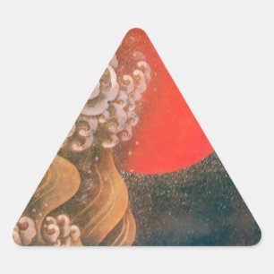 Adesivo Triangular AMATERASU, DEUSA do SOL, marrom preto vermelho