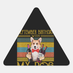 Adesivo Triangular Aniversário De Setembro Com Meu Cachorro De Corgi