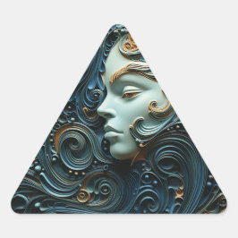 Adesivo Triangular Arte 3D da Mulher Moonlit