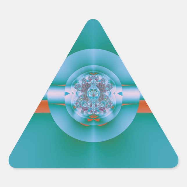 Adesivo Triangular Arte Abstrato Coral Aquático Futurista Retrô (Frente)