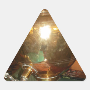 Adesivo Triangular Arte de Parede e Impressão de Bule de Chá Dourado
