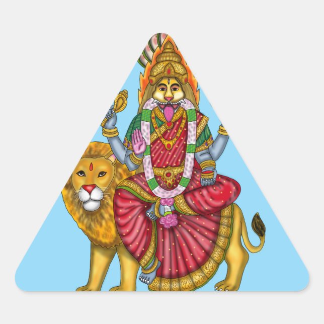 Adesivo Triangular Arte de Proteção Divina da Deusa Narasimhi (Frente)
