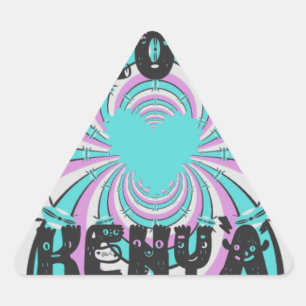 Adesivo Triangular Arte do Coração Queniano: Eu Amo Quênia Roxo Ciano