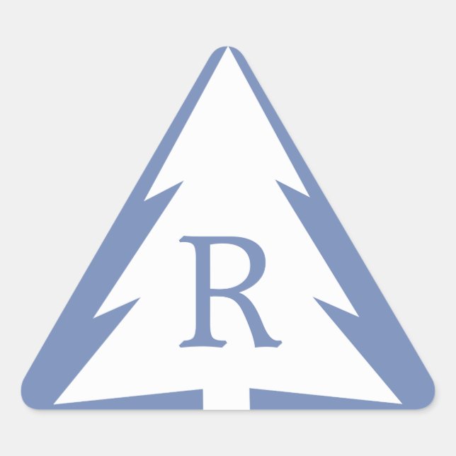 Adesivo Triangular Árvore Branca de Monograma Personalizada no Natal  (Frente)