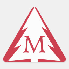 Adesivo Triangular Árvore Branca em Vermelho com Natal Personalizado 