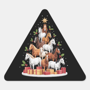 Adesivo Triangular Árvore de Cavalos Presentes de Natal Cavalos